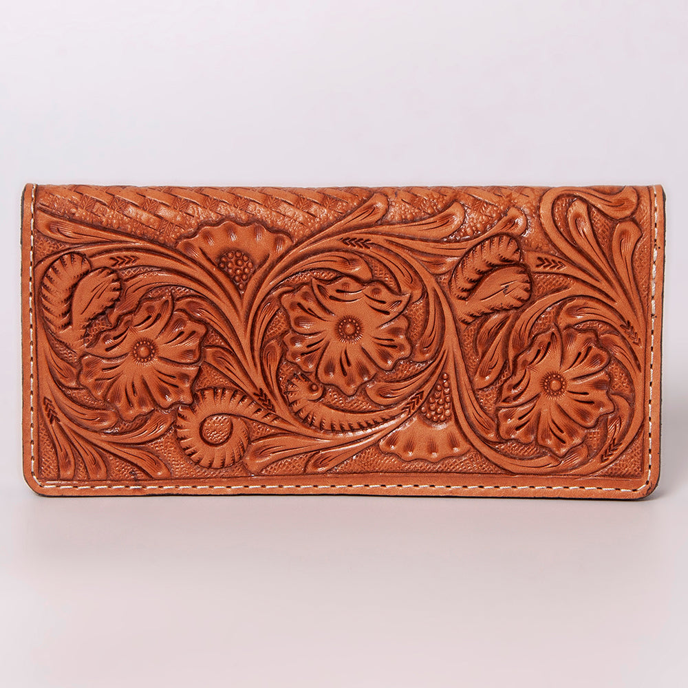 ADBG488 Leather Clutch with Floral Hand Tooled Bag By American Darling