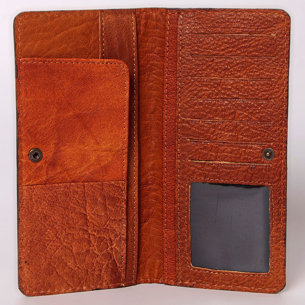 ADBG488 Leather Clutch with Floral Hand Tooled Bag By American Darling