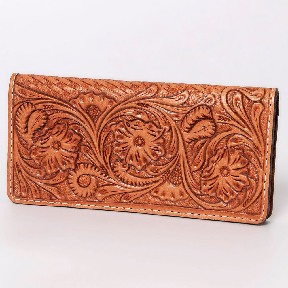 ADBG488 Leather Clutch with Floral Hand Tooled Bag By American Darling
