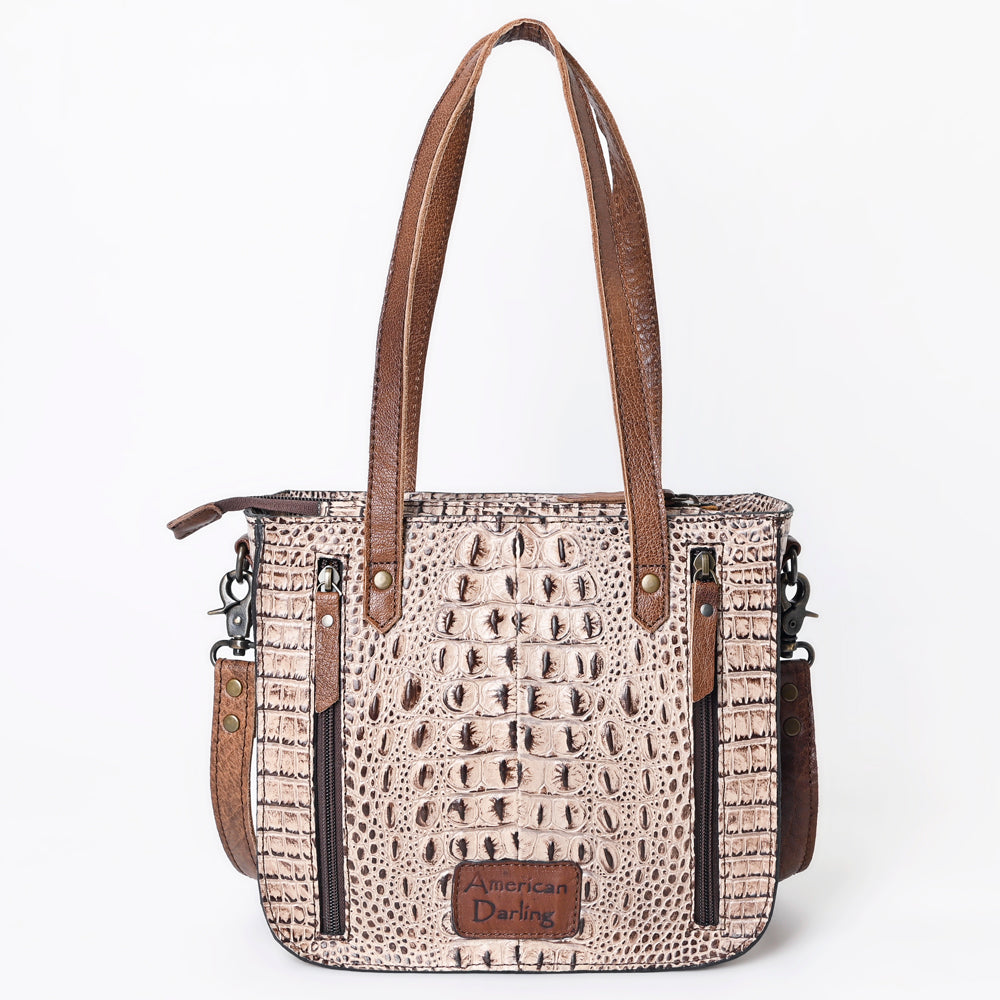 LC-ADBG959 Crocodile Embossed Genuine Leather Western Tote Compact Handbag by American Darling