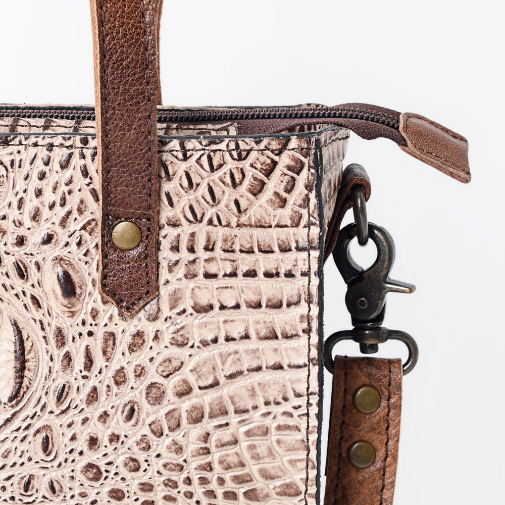 LC-ADBG959 Crocodile Embossed Genuine Leather Western Tote Compact Handbag by American Darling