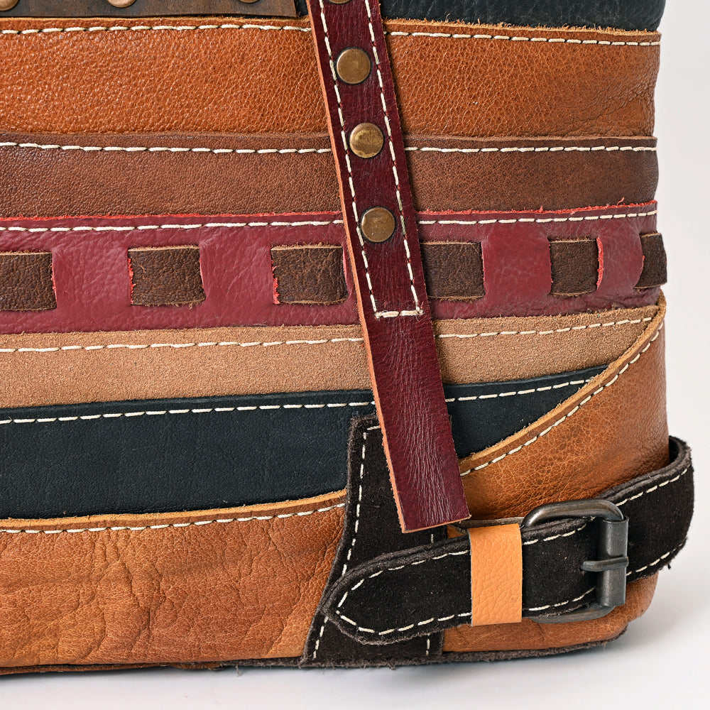 ADBG1052 American Darling Handcrafted Leather Tote Bag Colorful Leather Stripes Western Handbag
