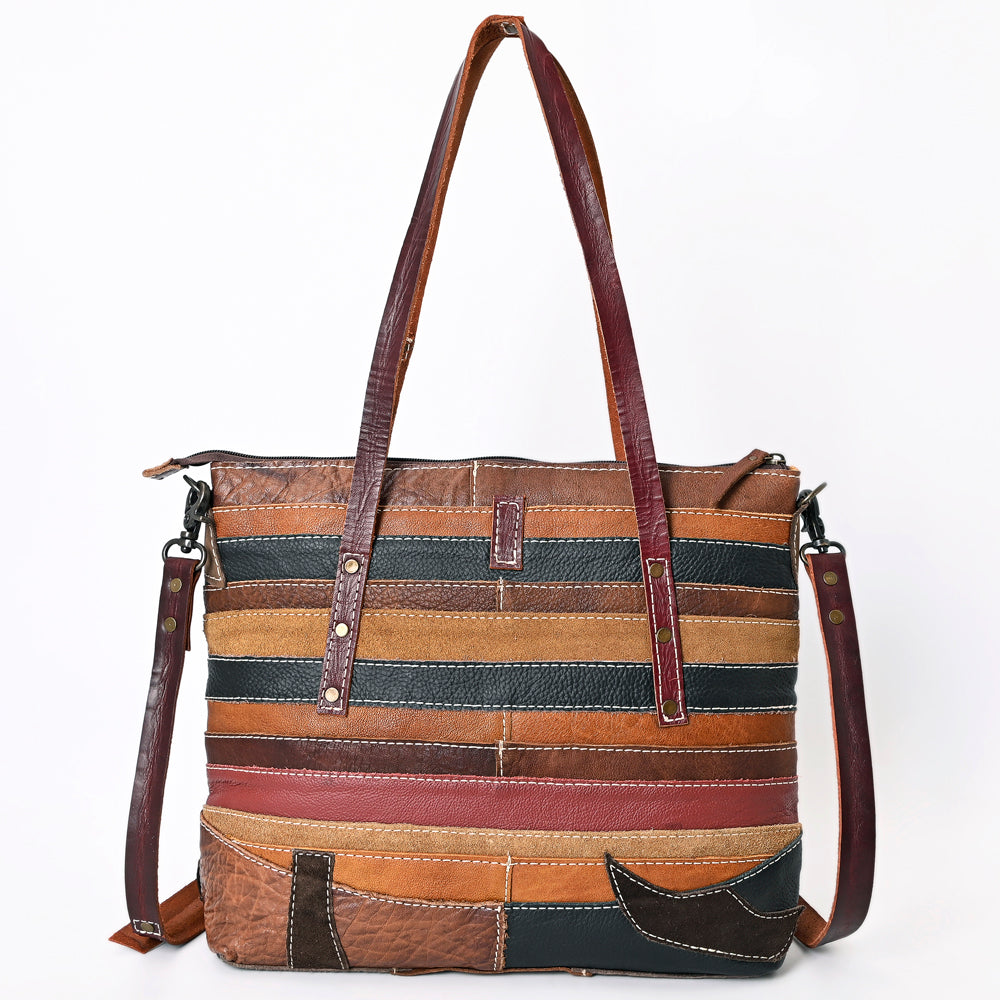 ADBG1052 American Darling Handcrafted Leather Tote Bag Colorful Leather Stripes Western Handbag