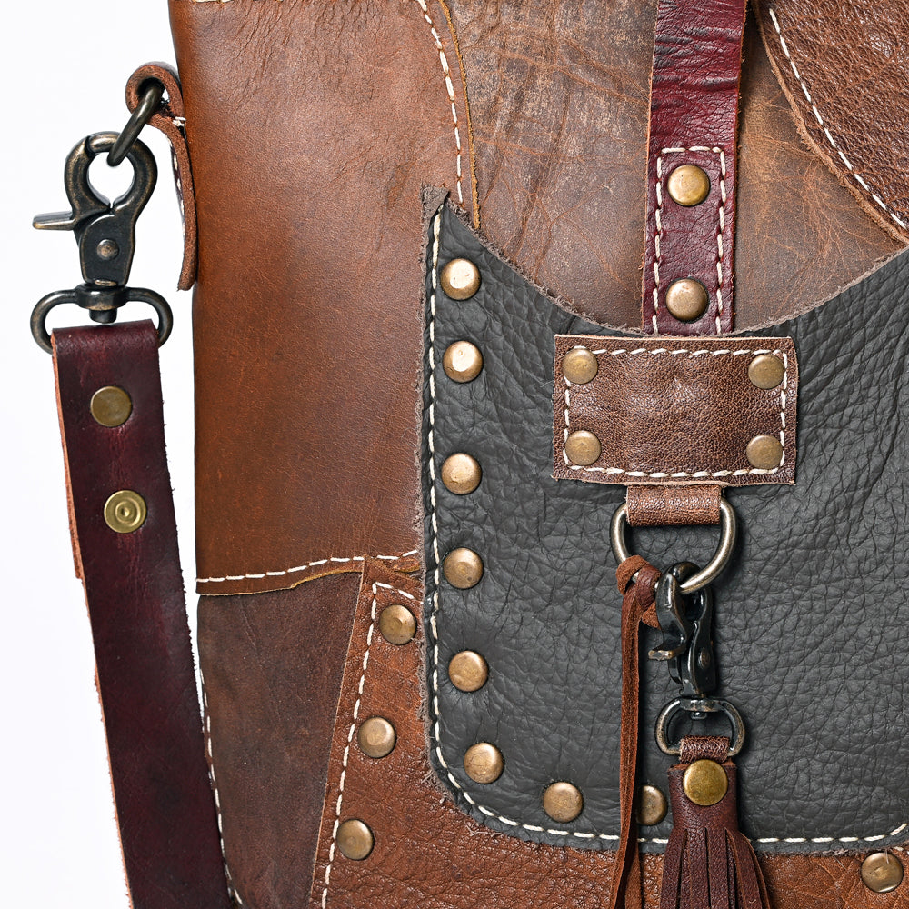 ADBG1053 American Darling Handcrafted Leather Tote Bag Colorful Leather Stripes Western Handbag