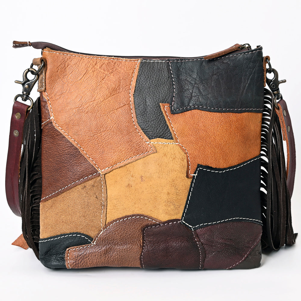 ADBG1054 American Darling Handcrafted Leather Crossbody Bag Saddle blanket Colorful Design & Fringes Western Handbag