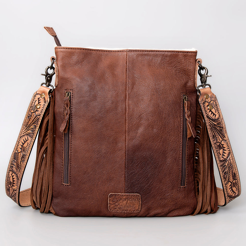 ADBGS192 Cowhide Large Crossbody Bag with Tooled Strap & Fringe - Western Rodeo Purse