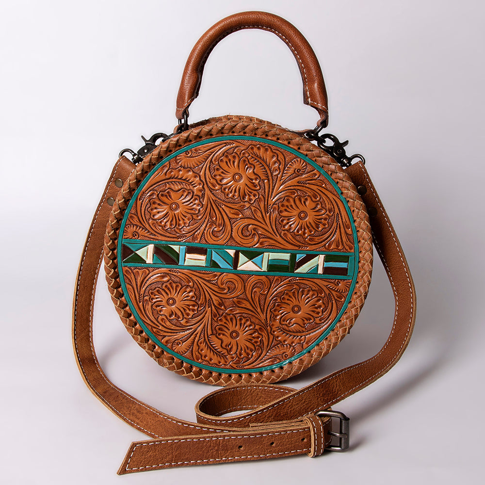 ADBG1025 American Darling Hand-Tooled Floral Leather Canteen Bag - Western Genuine Leather