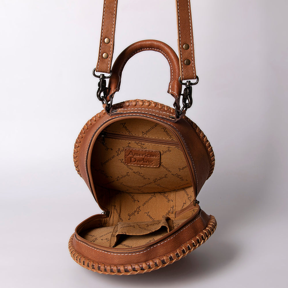 ADBG1025 American Darling Hand-Tooled Floral Leather Canteen Bag - Western Genuine Leather