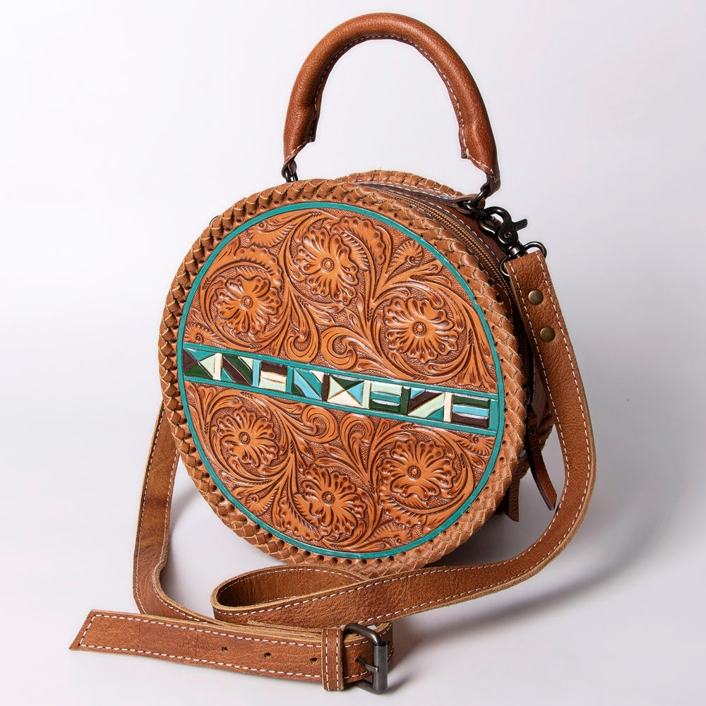 ADBG1025 American Darling Hand-Tooled Floral Leather Canteen Bag - Western Genuine Leather