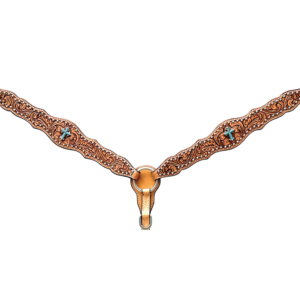 BER374-Western Leather Breast Collar