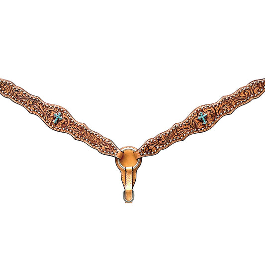 BER374-Western Leather Breast Collar