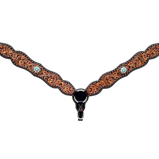 BER377-Western Leather Breast Collar