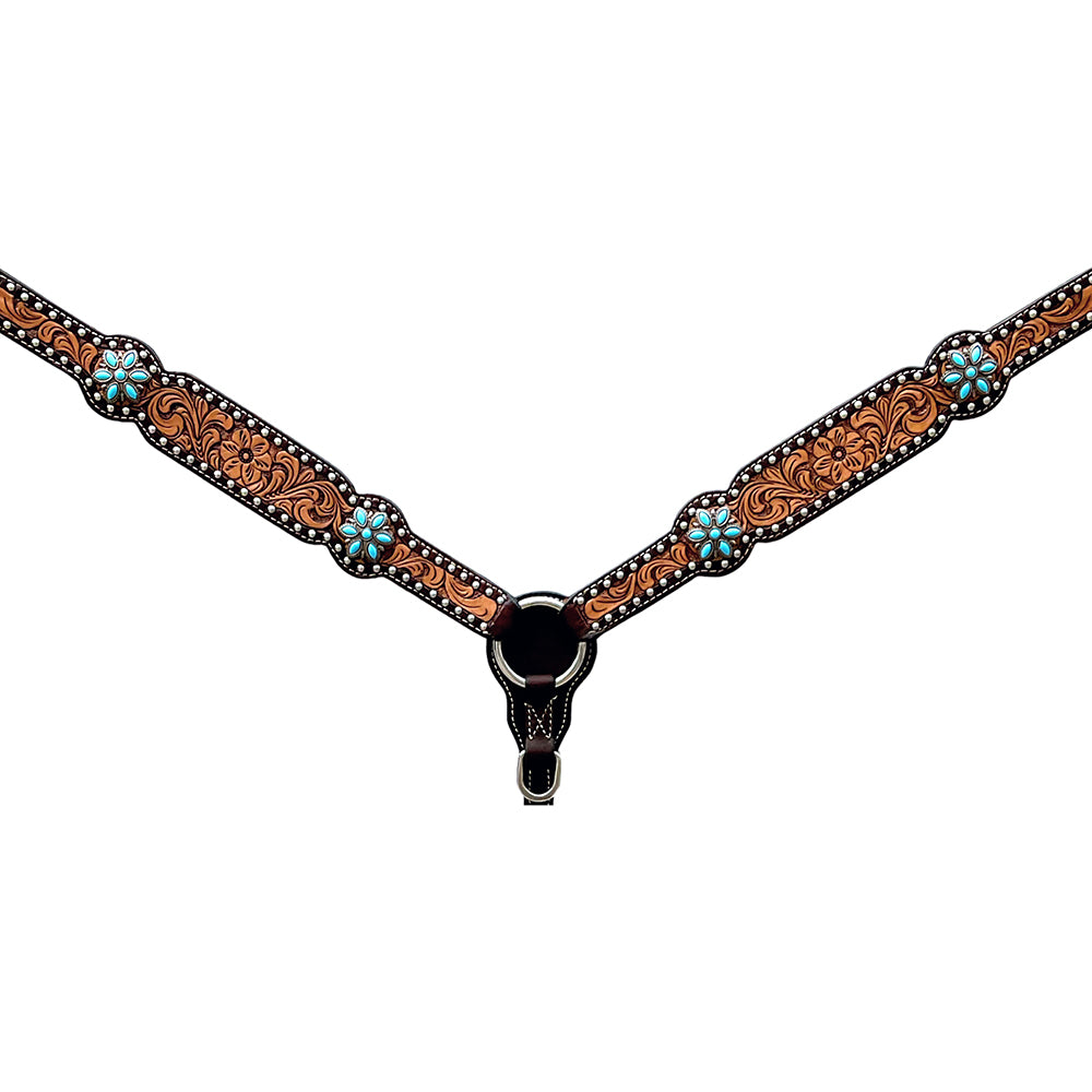 BER378-Western Leather Breast Collar