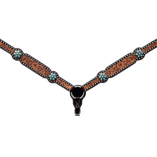 BER378-Western Leather Breast Collar
