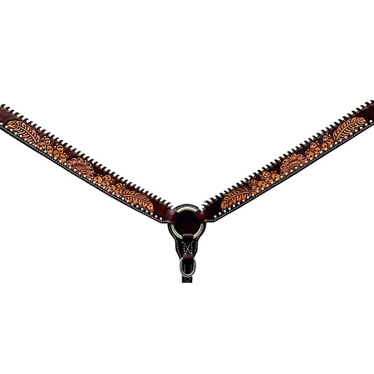 BER382-Western Leather Breast Collar