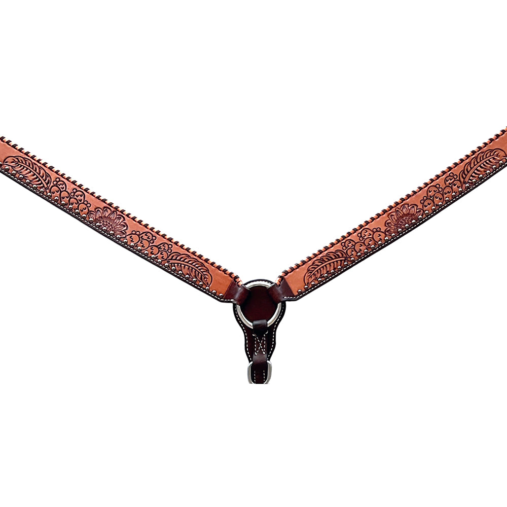 BER383-Western Leather Breast Collar