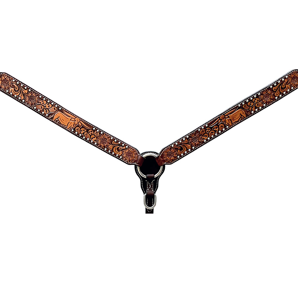 BER384-Western Leather Breast Collar