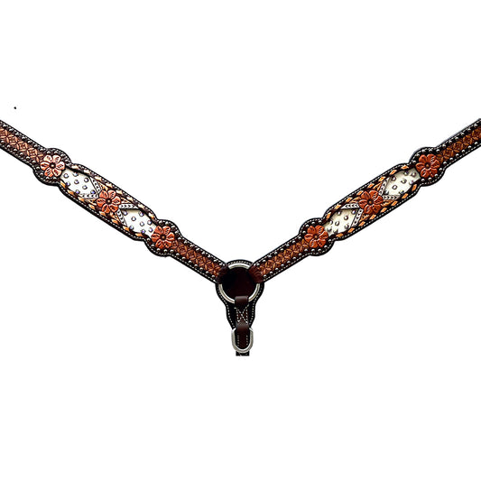 BER387-Western Leather Breast Collar