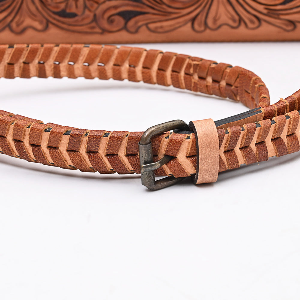 ADBG1057 American Darling Handcrafted Western Leather Crossbody Bag Intricate Tooled Floral Design