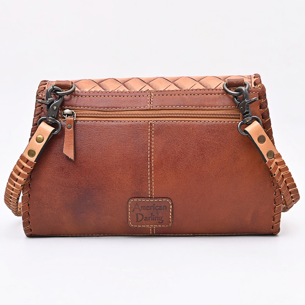 ADBG1057 American Darling Handcrafted Western Leather Crossbody Bag Intricate Tooled Floral Design