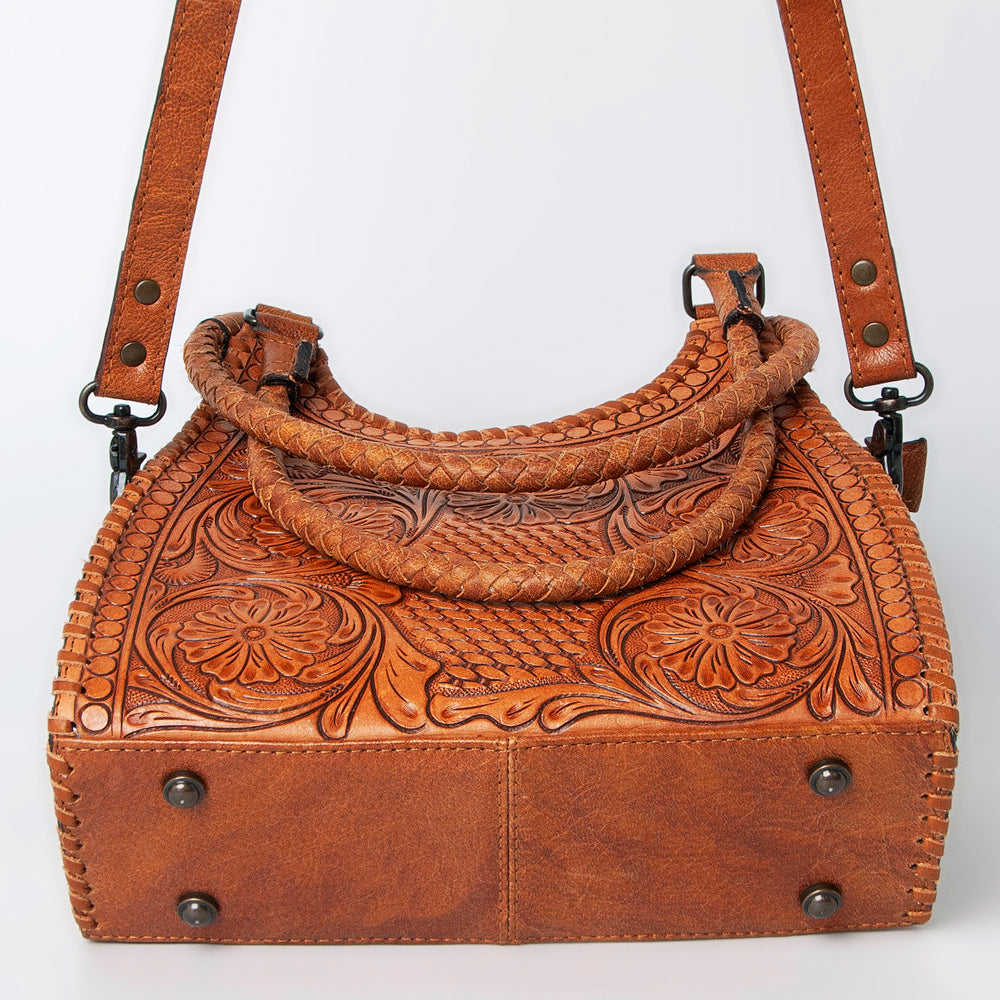 ADBG1058 American Darling Hand-Tooled Genuine Leather Western Hobo Bag - Floral Carving Shoulder Purse