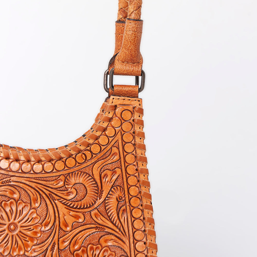 ADBG1058 American Darling Hand-Tooled Genuine Leather Western Hobo Bag Floral Carving Shoulder Purse