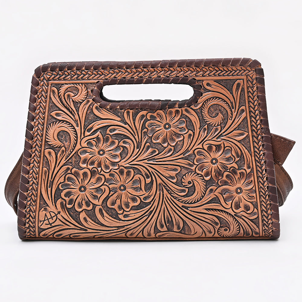 ADBG1060 American Darling Hand-Tooled Floral Leather Clutch Bag - Western Style Genuine Leather Crossbody