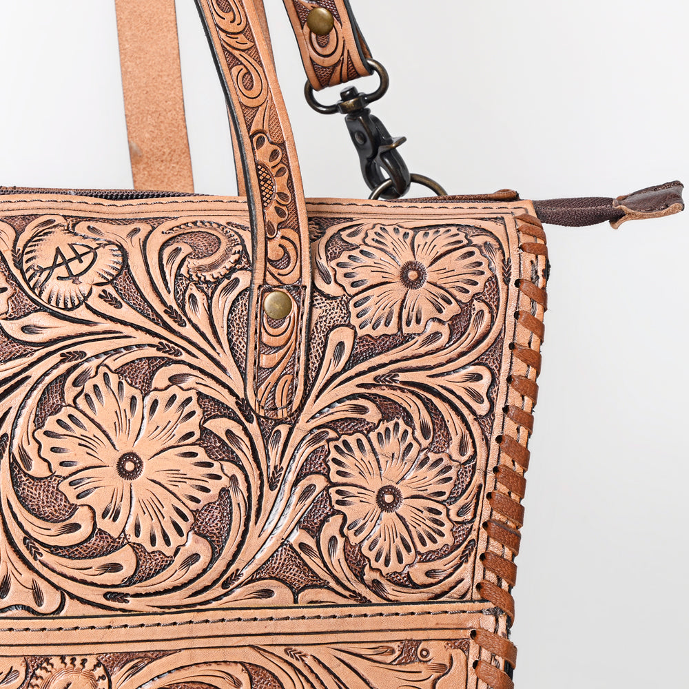 ADBG1061 American Darling Hand-Tooled Leather Backpack Tote Genuine Floral Carved Western Convertible Bag