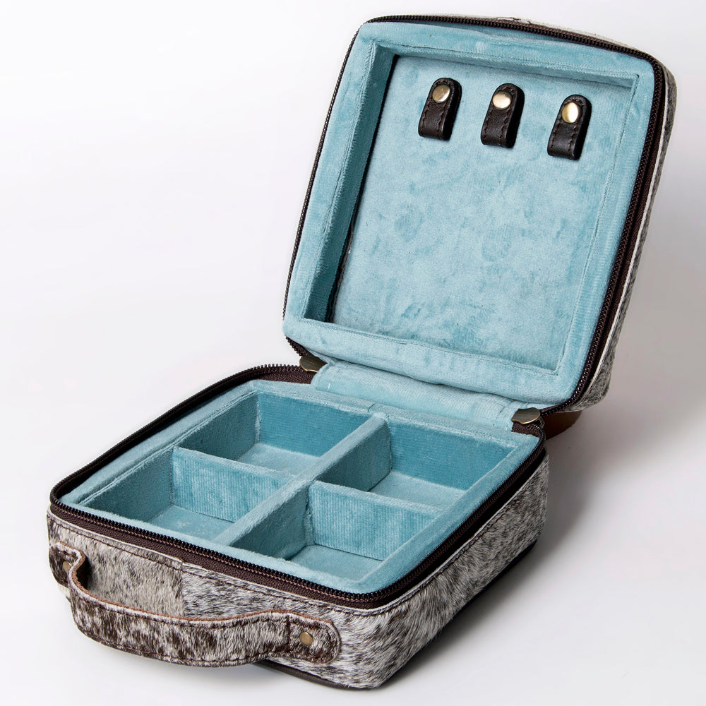 LC-ADBGA311 American Darling Jewelry Case Floral Hand Tooled Leather with Hair-On Hide