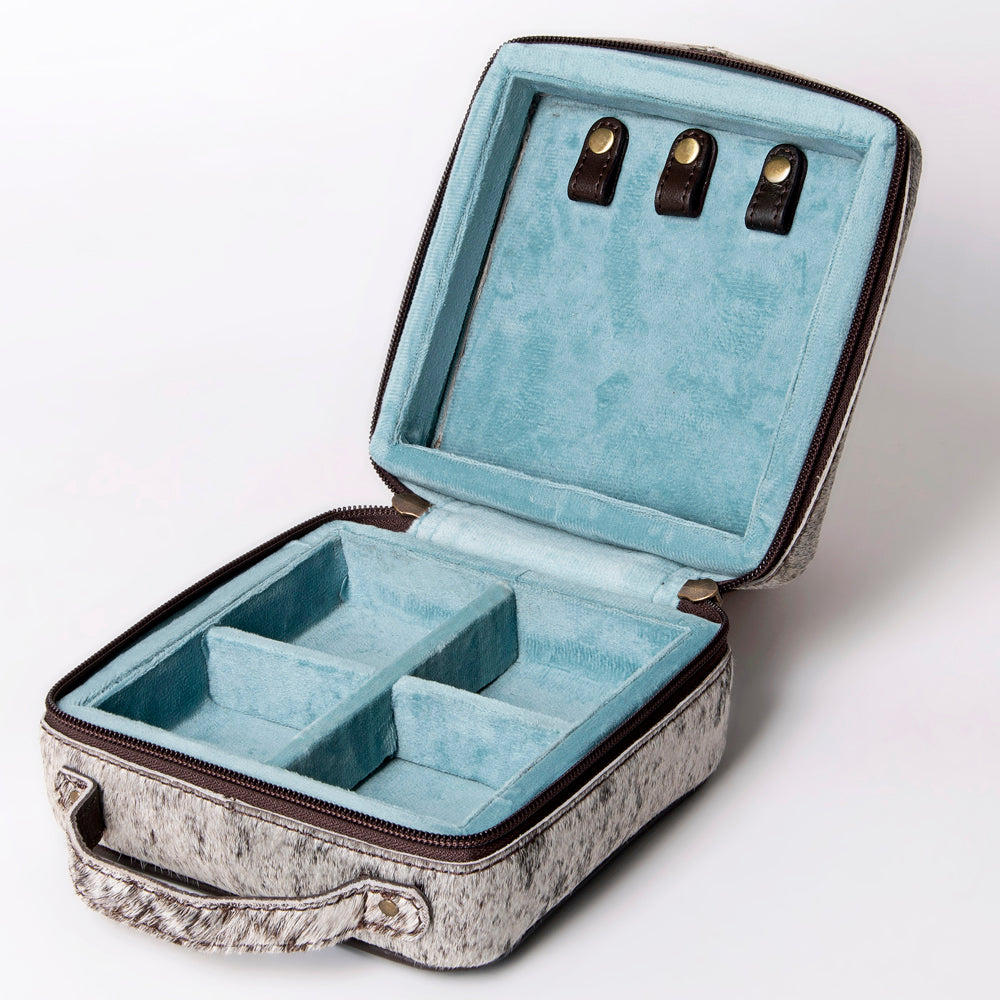 LC-ADBGA311 American Darling Jewelry Case Floral Hand Tooled Leather with Hair-On Hide