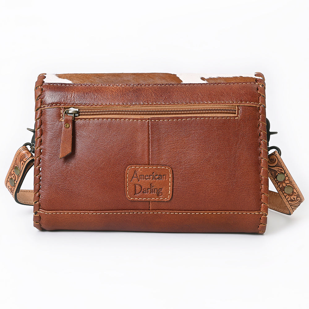 ADBG1065 American Darling Hand-Tooled Hair-On Leather Crossbody Bag - Genuine Western Cowhide Purse
