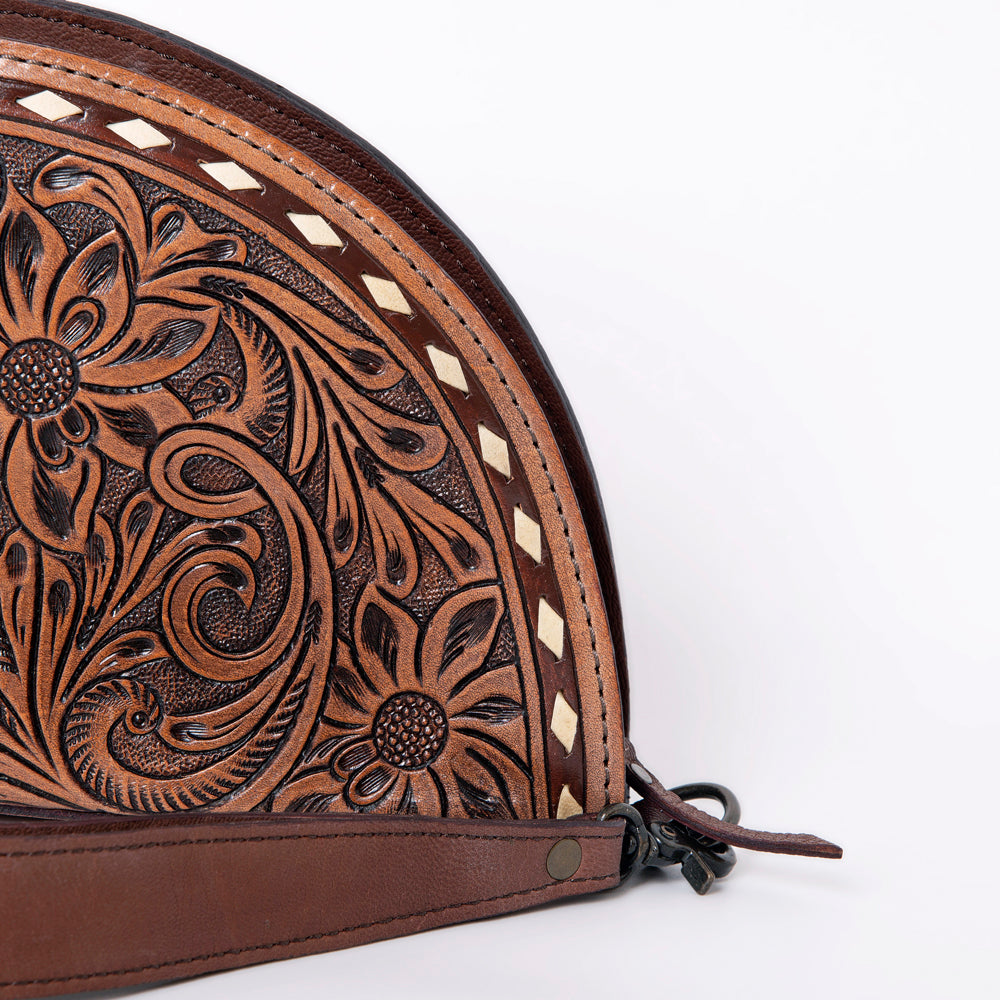 ADBG1070 American Darling Hand-Tooled Leather Taco Clutch Western Genuine Leather Wristlet Bag