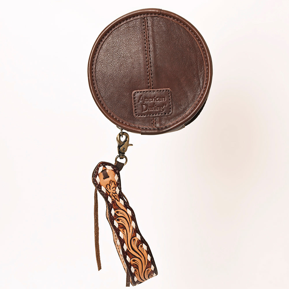 ADBGF135 Round Tooled Leather Canteen Bag - Floral Western Design