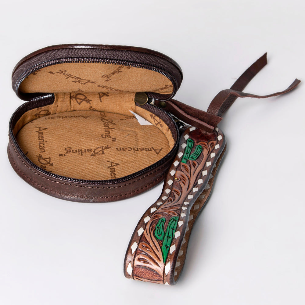 ADBGF135 Round Tooled Leather Canteen Bag - Floral Western Design