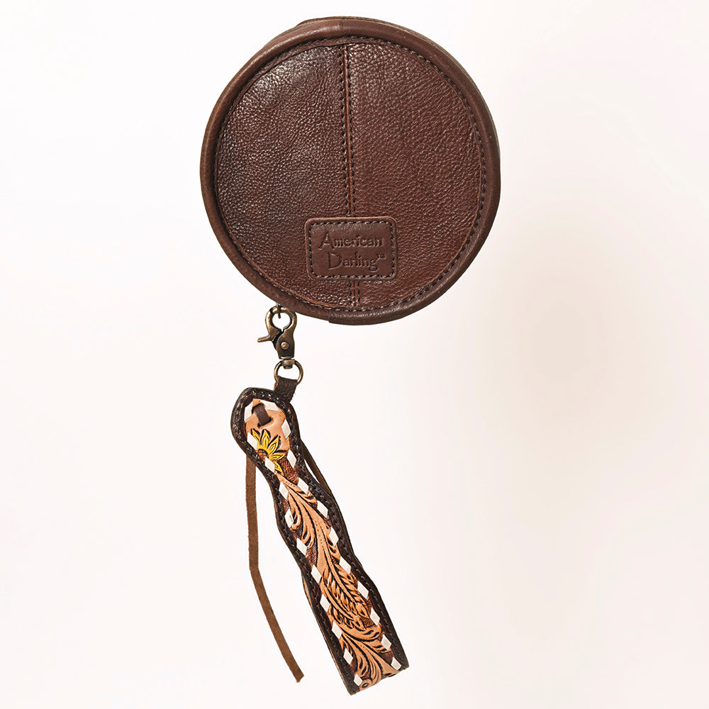 ADBGF135 Round Tooled Leather Canteen Bag - Floral Western Design