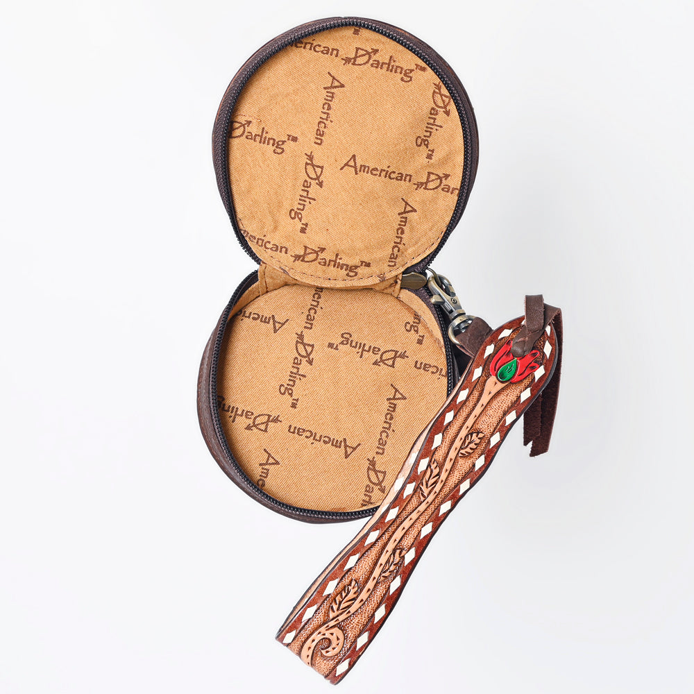 ADBGF135 Round Tooled Leather Canteen Bag - Floral Western Design