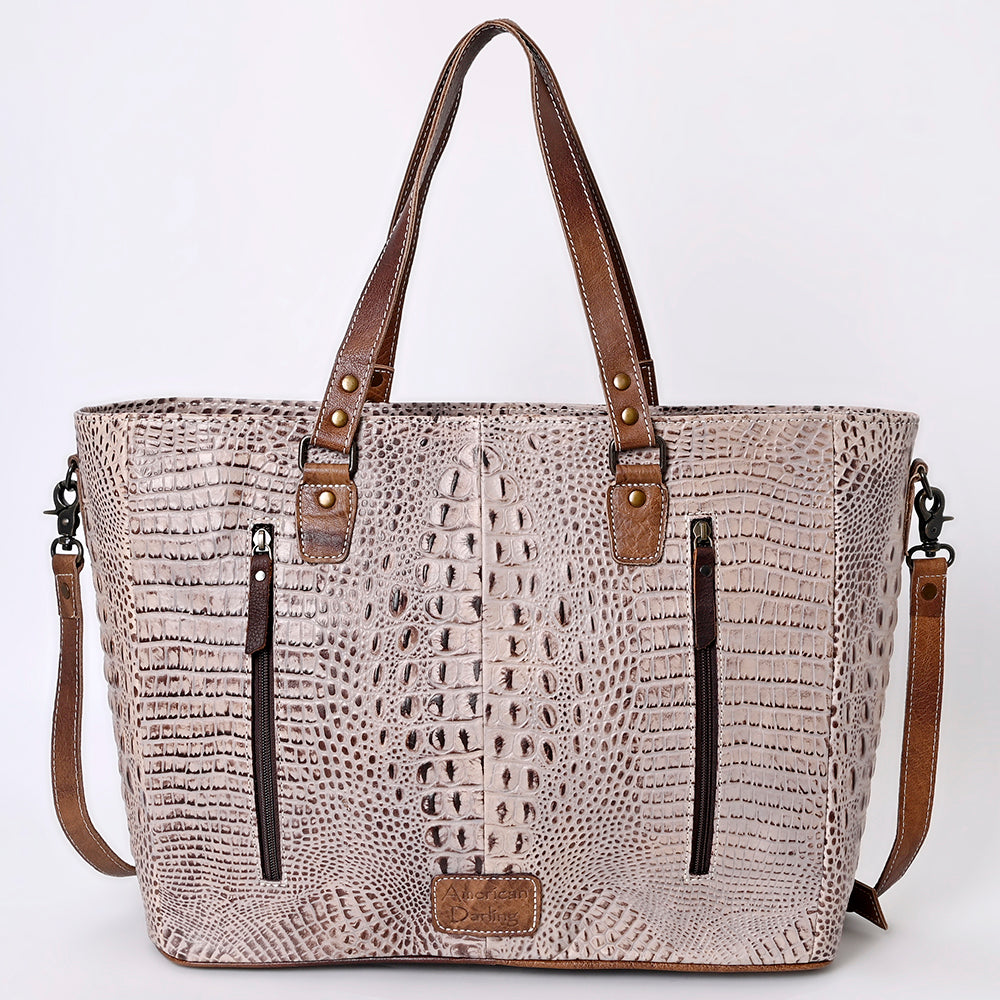 ADBG962 Crocodile Embossed Genuine Leather Western Tote Compact Handbag by American Darling