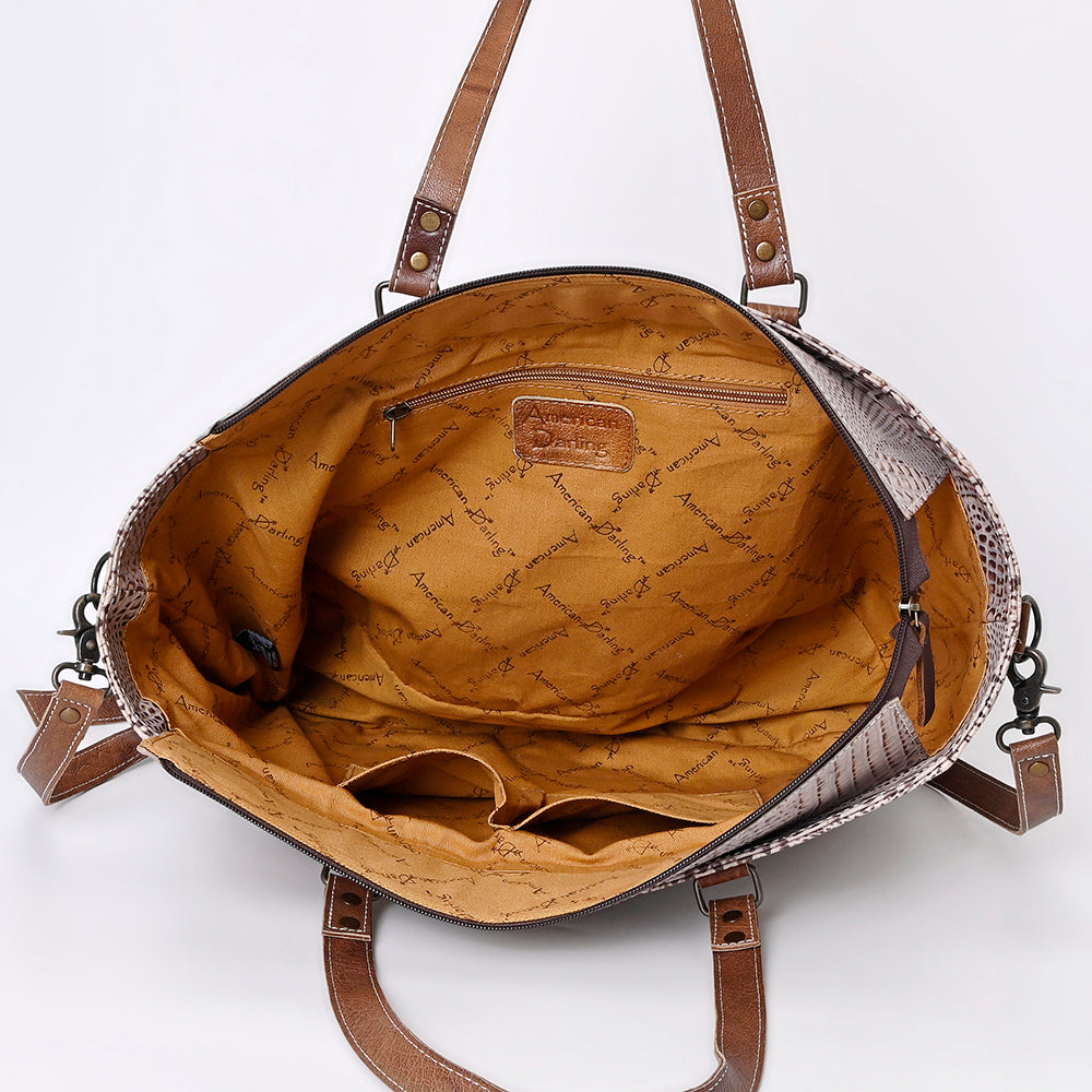 ADBG962 Crocodile Embossed Genuine Leather Western Tote Compact Handbag by American Darling
