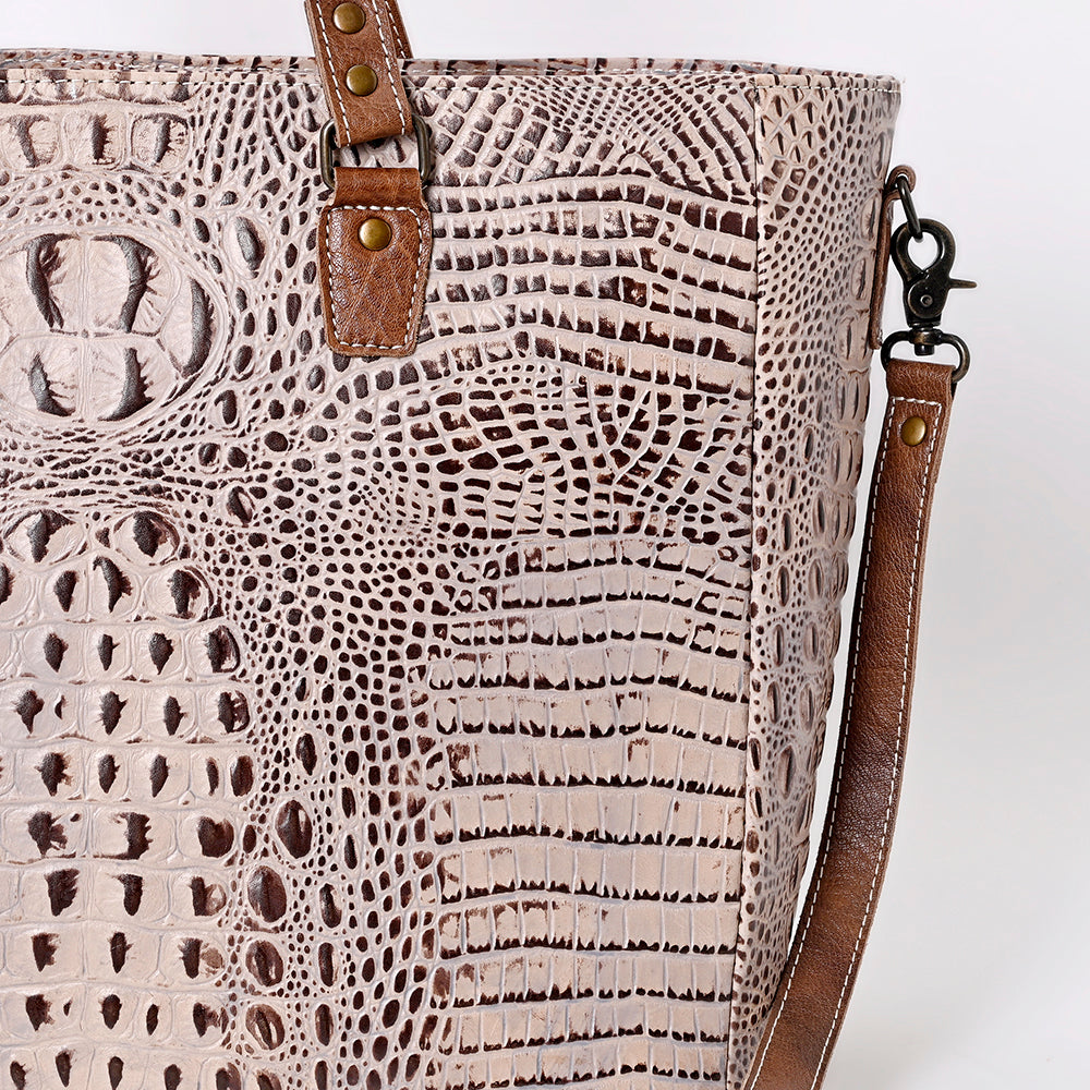 ADBG962 Crocodile Embossed Genuine Leather Western Tote Compact Handbag by American Darling