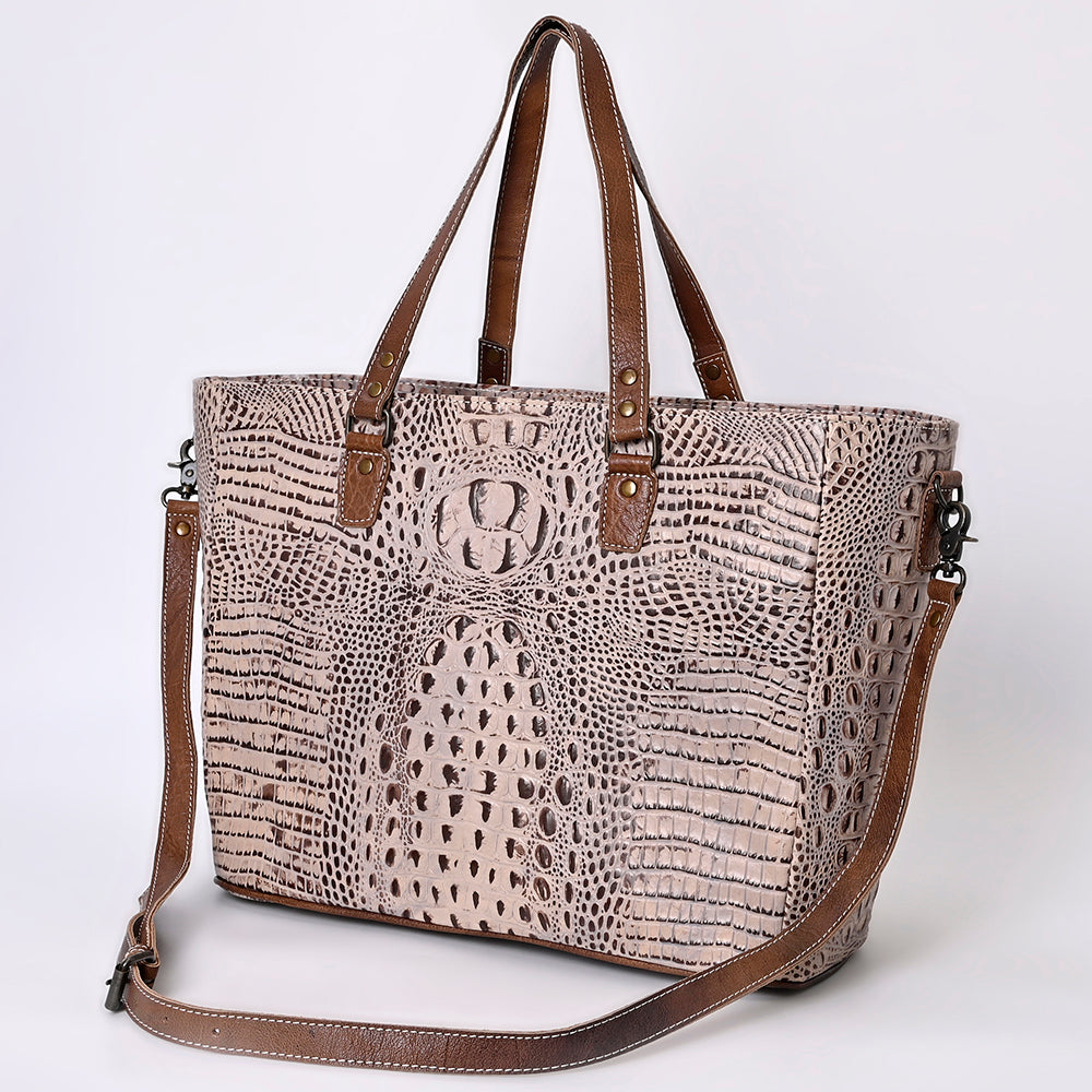 ADBG962 Crocodile Embossed Genuine Leather Western Tote Compact Handbag by American Darling