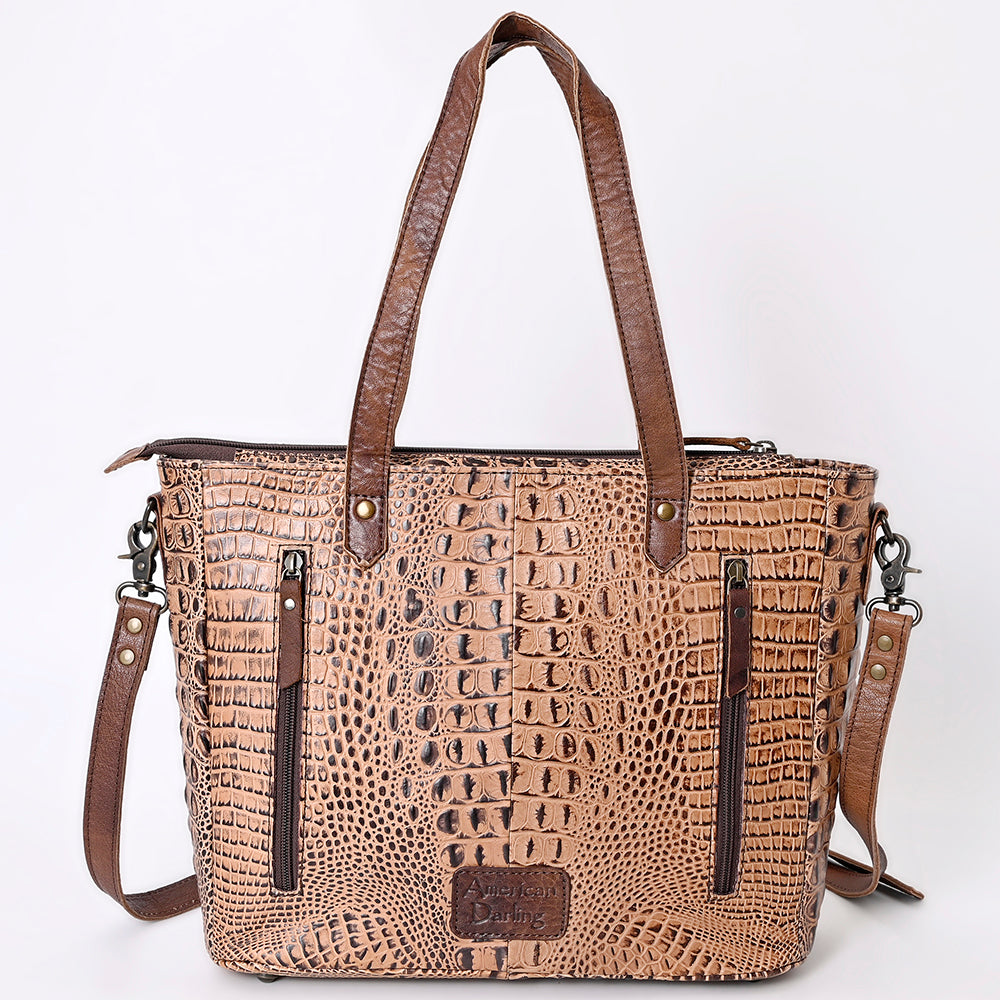 LC-ADBG957 Tote Crocodile Embossed Genuine Western Leather Bag Mae