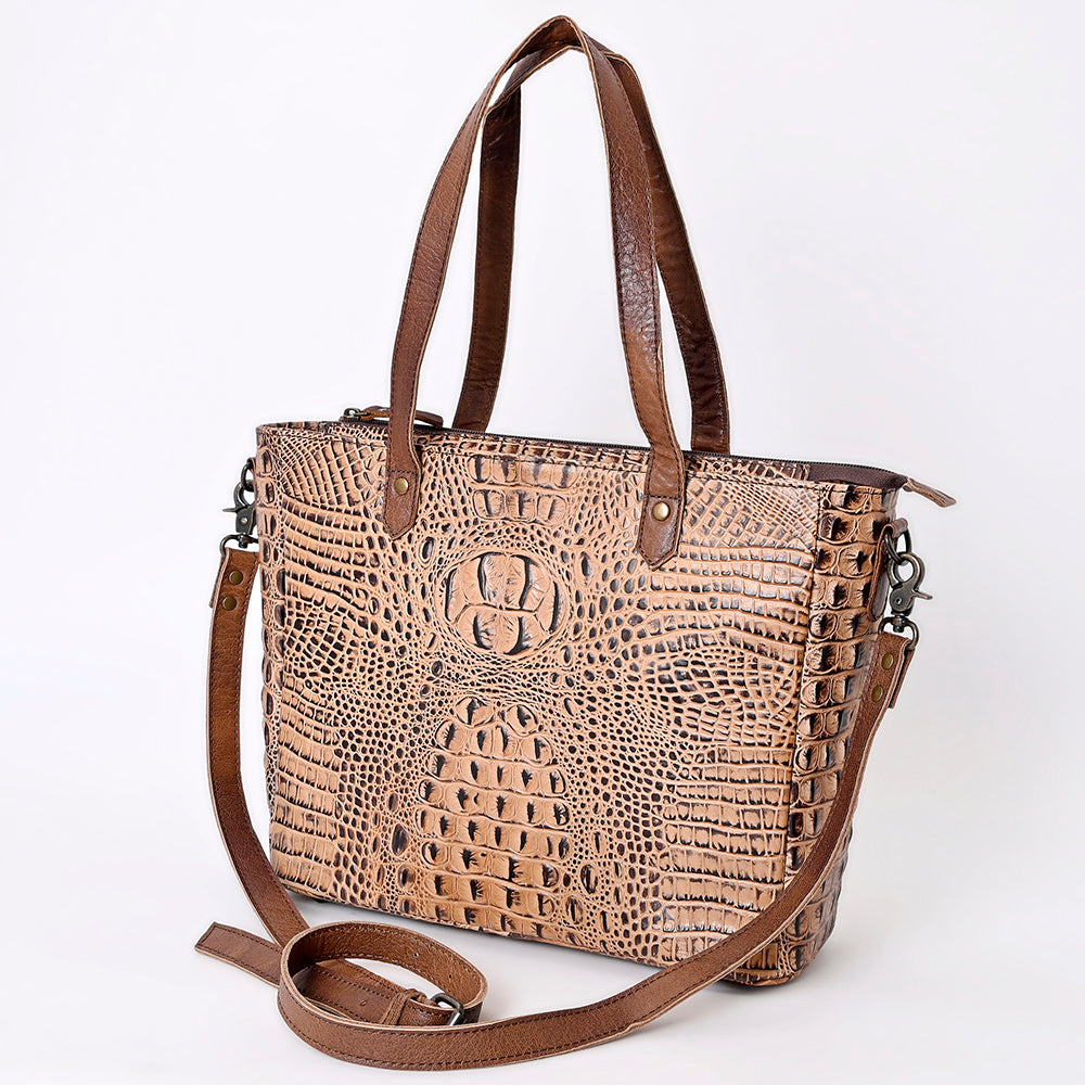 LC-ADBG957 Tote Crocodile Embossed Genuine Western Leather Bag Mae