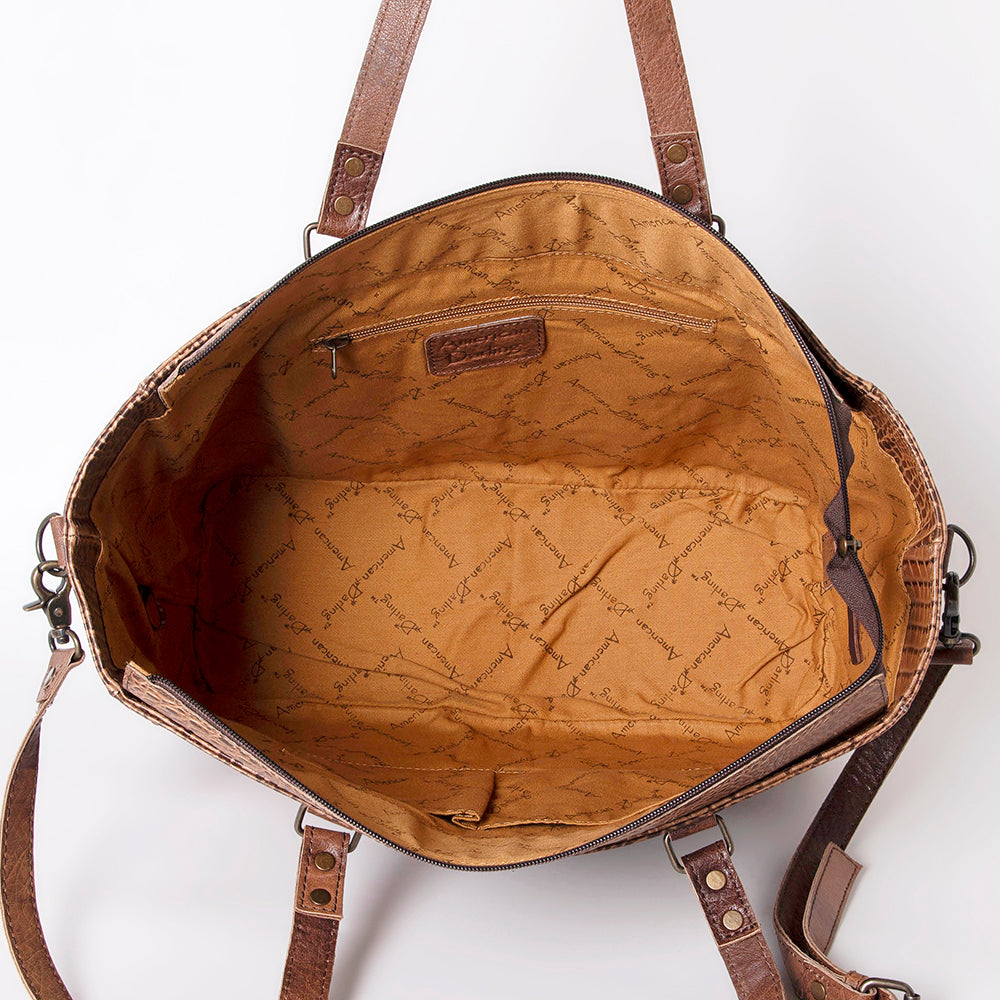 ADBG962 Crocodile Embossed Genuine Leather Western Tote Compact Handbag by American Darling