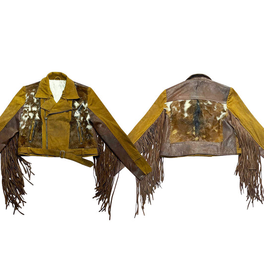 ADJKT618 Genuine Leather Hair on Women Shirt Jacket Dress