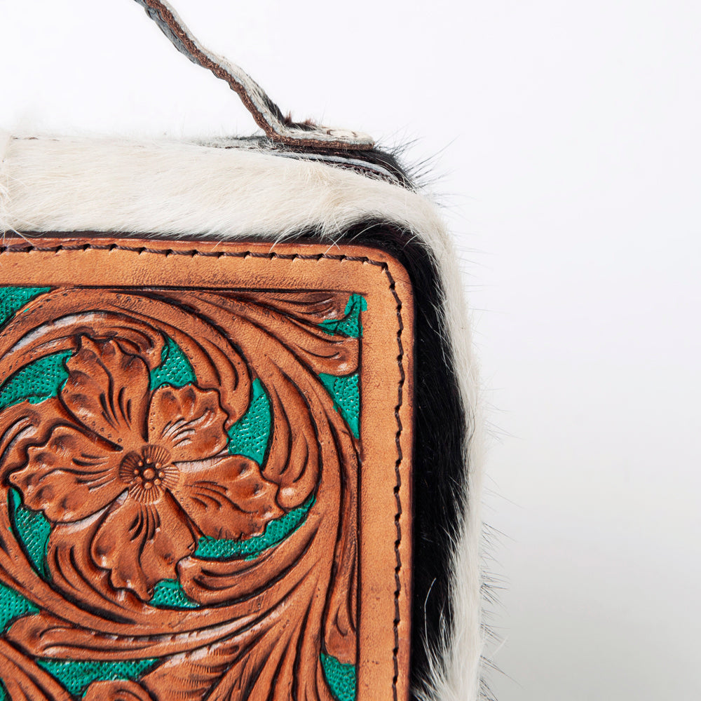 LC-ADBGA311 American Darling Jewelry Case Floral Hand Tooled Leather with Hair-On Hide