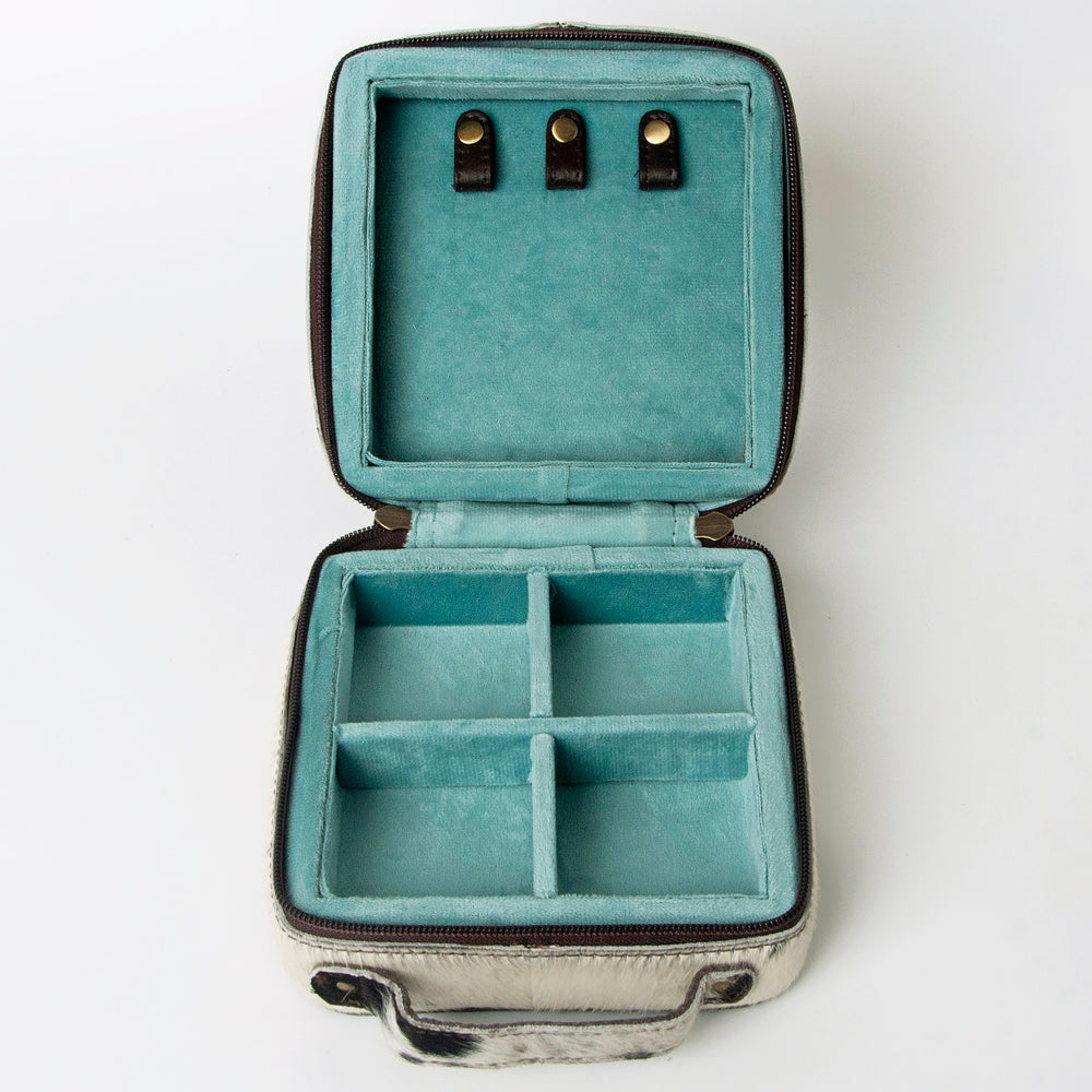 LC-ADBGA311 American Darling Jewelry Case Floral Hand Tooled Leather with Hair-On Hide