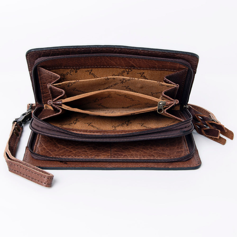 ADBG485 Tooled Leather Organizer Bag Western Crossbody by American Darling