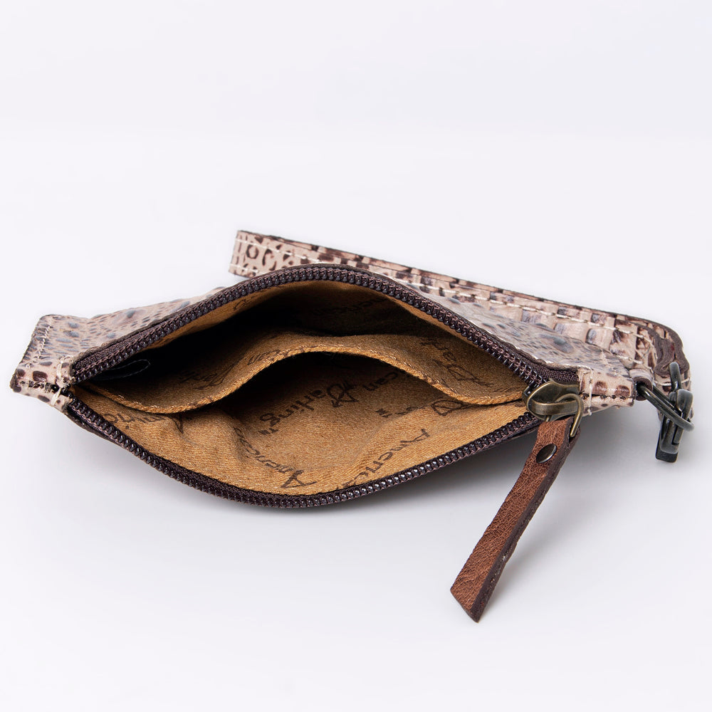 ADBG961 Croc-Embossed Leather Wristlet with Zip Pocket & Strap