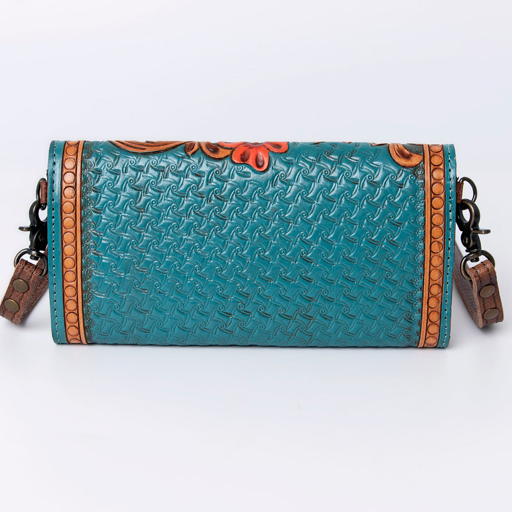 ADBG889 Hand-Tooled Floral Leather Crossbody Clutch American Darling