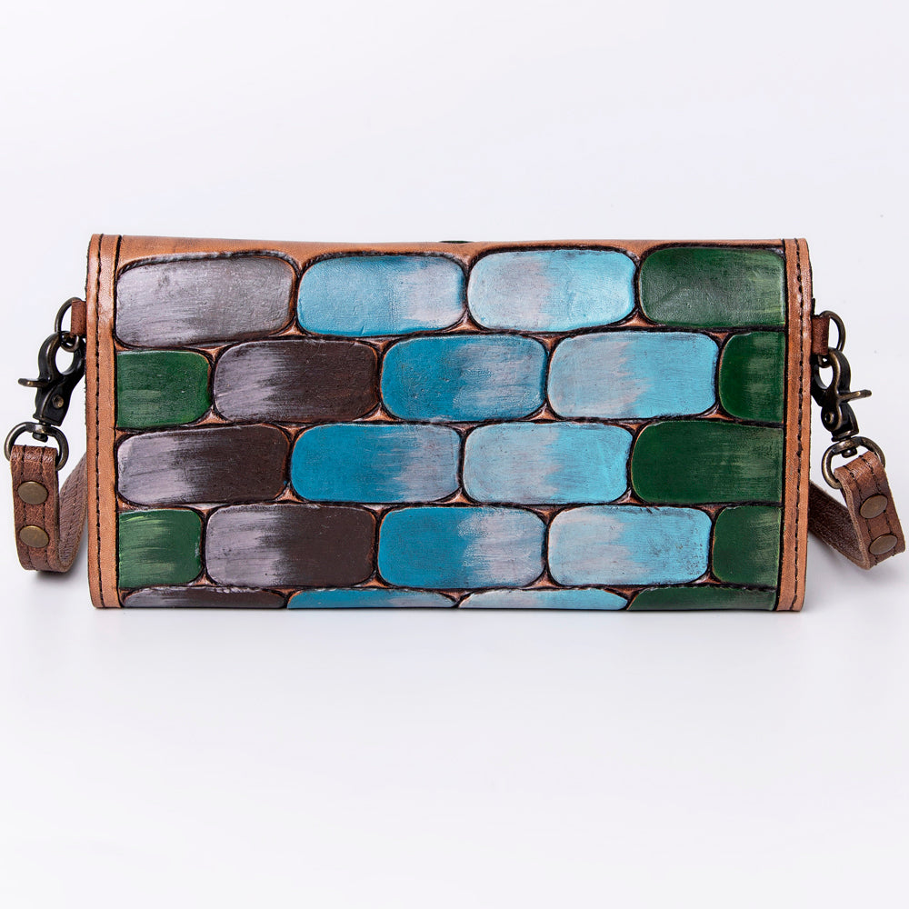 ADBG889 Hand-Tooled Floral Leather Crossbody Clutch American Darling